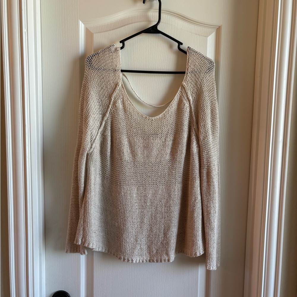 Free People Off-the-Shoulder Knit Sweater: linen, cotton, silk